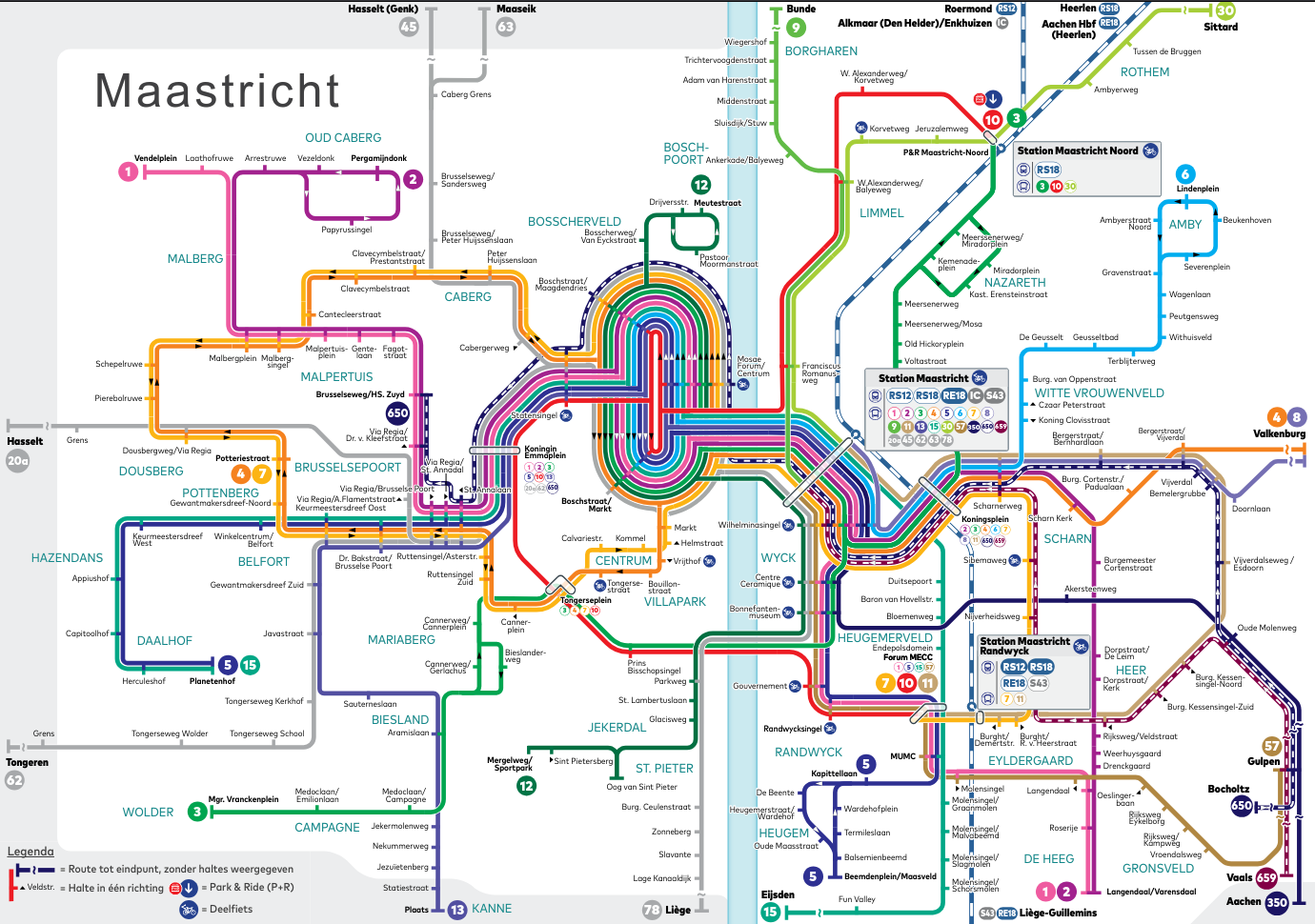 De buskaart van Maastricht